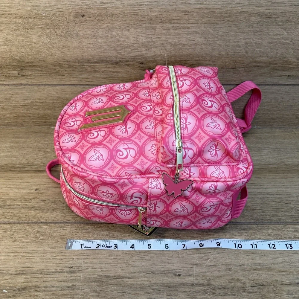 Universal Wicked Glinda Pink Monogram Mini Backpack Crown Pouch Butterfly Charm